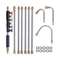 Extensão Para Lavadora De Alta Pressão Com 10 Peças De Conexão Rápida E 6 Cabeçotes De Bico Para Extensão Para Lavadora De Alta Pressão Com 10 Peças De Conexão Rápida E 6 Cabeçotes De Bico Para