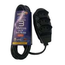 Extensao pp 2p+t 0,75 ref: 564 naticon - preta - 3 metros Extensao pp 2p+t 0,75 ref: 564 naticon - preta - 3 metros