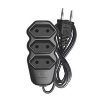 Extensão Pratik Fio Paralelo 2x0,75mm 3 Tomadas Preto 1,5m