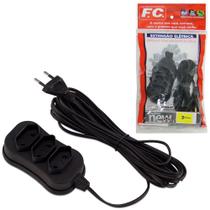 extensao preta 3m com 3 tomadas bipolar bivolt new cabo paralelo - FC extensao preta 3m com 3 tomadas bipolar bivolt new cabo paralelo - FC