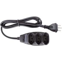 Extensão Preta 3T Tripolar com 3 Metros 2P+T 10 Ampères 250VAC - 01550 - MULTICRAFT