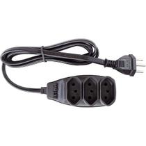 Extensão Preta 3t Tripolar Com 3 Metros 2p+t 10 Ampères 250vac - 01550 - Multicraft