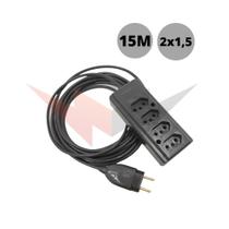 Extensão Quadrupla De Jardim Cabo Pp 2x1,50mm Com 15 Metros
