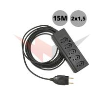 Extensão Quíntupla De Notebook 15 Metros De Cabo Pp 2x1,50mm