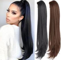 Extensão Rabo de Cavalo Em Fita Liso 65cm Preto