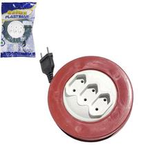 Extensão Redonda 3 Metros Bipolar 3 Tomadas Bivolt