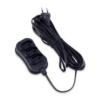 Extensão Reforçada Bipolar 3 Tomadas 10A 10 Metros Preto - Force Line