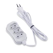 Extensão Reforçada Bipolar 3 Tomadas 10A 3 Metros Branco - Force Line