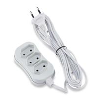 Extensão Reforçada Bipolar 3 Tomadas 10A 5 Metros Branco - Force Line