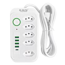 Extensão Régua Elétrica 2 Metros 5 Tomadas 4 Usb 1 Usb-c