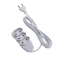 Extensão Slim 3 Tomadas Bipolar Bivolt 3 Metros Branco - Force Line