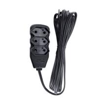 Extensão Slim 3 Tomadas Bipolar Bivolt 3 Metros Preto - Force Line Extensão Slim 3 Tomadas Bipolar Bivolt 3 Metros Preto - Force Line