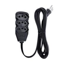 Extensão Slim 3 Tomadas Tripolar Bivolt 3 Metros Preto - Force Line