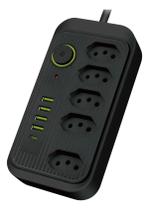 Extensão Tomada 2 Metros Com 5 Tomadas 4 Usb E 1 Usb Tipo C