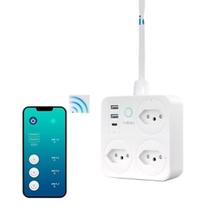 Extensão Tomada Inteligente Wi-Fi 2 USB- A 1 USB-C e 3 Tomadas Alexa Controle por Celular