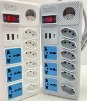 Extensão Tomada Régu de Energia 6 Tomadas 2 USB, 3 Tomada Universal, 1TypeC, Suporte a Tensão de 110220V
