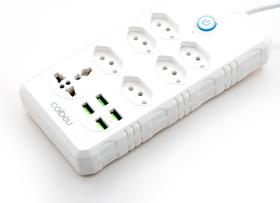 Extensão Tomada Régua de Energia 6 Tomadas 4 Interfaces USB 2M Branco