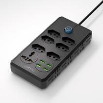 Extensão Tomada Régua de Energia 6 Tomadas 4 Interfaces USB 2M Preto