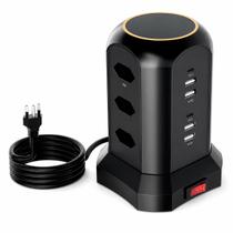 Extensão Tomada Torre 9 Tomadas 4 USB 2 TypeC Filtro de Linha Cabo 2m Bivolt Proteção Sobrecarga Carregamento Rápido Extensão Tomada Torre 9 Tomadas 4 USB 2 TypeC Filtro de Linha Cabo 2m Bivolt Proteção Sobrecarga Carregamento Rápido