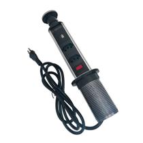 Extensão Torre 2 Tomadas Retrátil Embutida 10Amp Para Bancada Entradas Usb USbc Cabo 1,8m