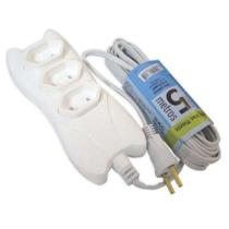 Extensão Tripla 10 Metros 10a Branca - 3 Tomadas 2p - Fio Paralelo 2 X 0,75mm