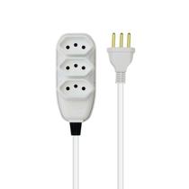 Extensão Tripla 3 Metros 3P 10A Branca - Uso Doméstico e Escritório Extensão Tripla 3 Metros 3P 10A Branca - Uso Doméstico e Escritório