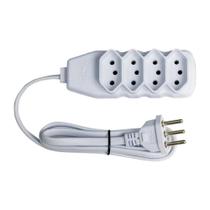 Extensão Tripolar 4 Tomadas 10A 1M Slim Branca - Force Line