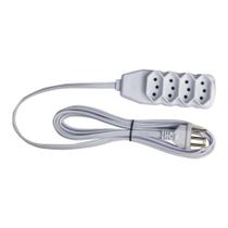 Extensão Tripolar 4 Tomadas 10A 3M Slim Branca - Force Line