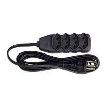 Extensão Tripolar 4 Tomadas 10A 3M Slim Preta - Force Line
