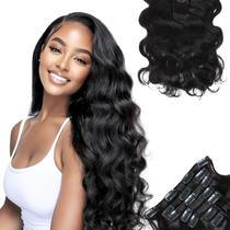 Extensões Clip In SIYUSI Body Wave 120g, 22 polegadas, preto natural