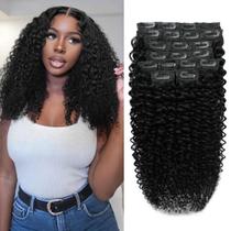 Extensões de cabelo Clip In CALNESHIA 3C 4A Curly 45 cm 110 g 8 unidades