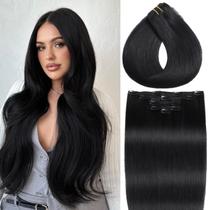Extensões de cabelo Clip in Craineld Jet Black 40 cm 80 g/5 unidades Extensões de cabelo Clip in Craineld Jet Black 40 cm 80 g/5 unidades