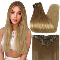 Extensões de cabelo Clip in Full Shine Brown Ombre 45 cm 7 unidades Extensões de cabelo Clip in Full Shine Brown Ombre 45 cm 7 unidades
