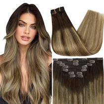 Extensões de cabelo Clip in Full Shine Dark Brown Balayage 45cm
