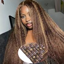 Extensões de cabelo Clip in FZV 20 polegadas 120 g castanho chocolate