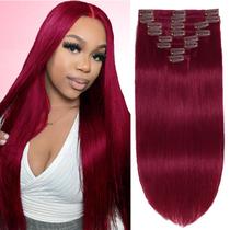 Extensões de cabelo Clip in FZV 99J Burgundy 50 cm 120 g 8 unidades