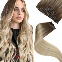 Extensões de cabelo Clip in LaAvoo Ombre de castanho claro a loiro acinzentado Extensões de cabelo Clip in LaAvoo Ombre de castanho claro a loiro acinzentado