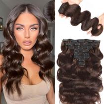Extensões de cabelo Clip In LUMIERE Dark Brown Body Wave 120g