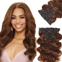 Extensões de cabelo Clip In LUMIERE Real Human Hair Brown 120g