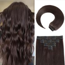 Extensões de cabelo Clip in MEYOFUN Dark Brown 55 cm 110 g 8 unidades