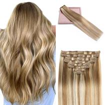 Extensões de cabelo Clip in POGINJA Real Human Hair 14 polegadas 80g