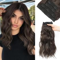 Extensões de cabelo Clip In UDU 35 cm curtas e onduladas, 4 peças para mulheres