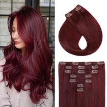 Extensões de cabelo Clip In YILITE Red Human Hair 40cm 70g