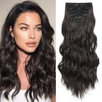 Extensões de cabelo: clipe Fliace em 24 polegadas, 6 peças, marrom escuro, ondulado Extensões de cabelo: clipe Fliace em 24 polegadas, 6 peças, marrom escuro, ondulado