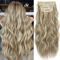 Extensões de cabelo: clipe KookaStyle em sintético, longo e ondulado, 4 peças