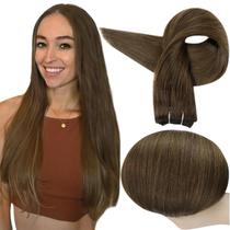 Extensões de cabelo com brilho total costuradas em marrom médio 10" 50g