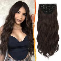 Extensões de cabelo com clipe BARSDAR Wavy 18 polegadas, castanhas, 5 unidades