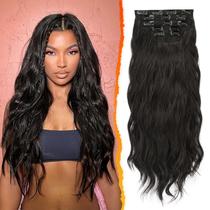 Extensões de cabelo com clipe BARSDAR Wavy 45 cm, 5 peças sintéticas Extensões de cabelo com clipe BARSDAR Wavy 45 cm, 5 peças sintéticas