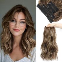 Extensões de cabelo com clipe UDU 14 polegadas curtas e onduladas 4 unidades Extensões de cabelo com clipe UDU 14 polegadas curtas e onduladas 4 unidades