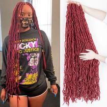 Extensões de cabelo FALEMEI 36cm Burgundy Soft Faux Locs Crochet